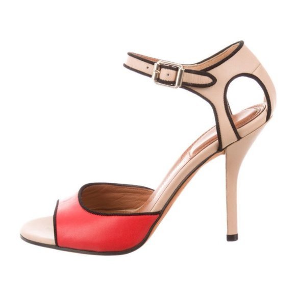 NWB GIVENCHY AUTHENTIC red and tan Leather Sandals womens size 6 - Picture 4 of 10